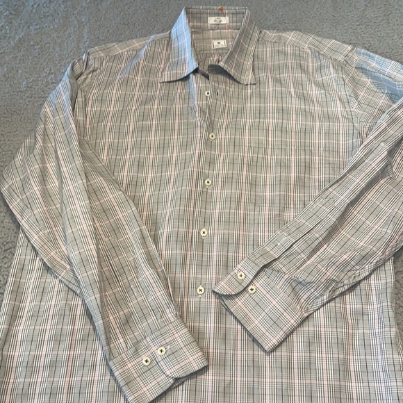 Peter Millar Shirt Mens Large Black/gray/pink Checked Long Sleeve Button Down - Picture 6 of 10
